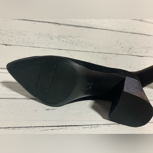 Naturalizer Women’s Pumps Size 8.5W | Black Suede with Glitter Block Heel - Picture 9 of 15